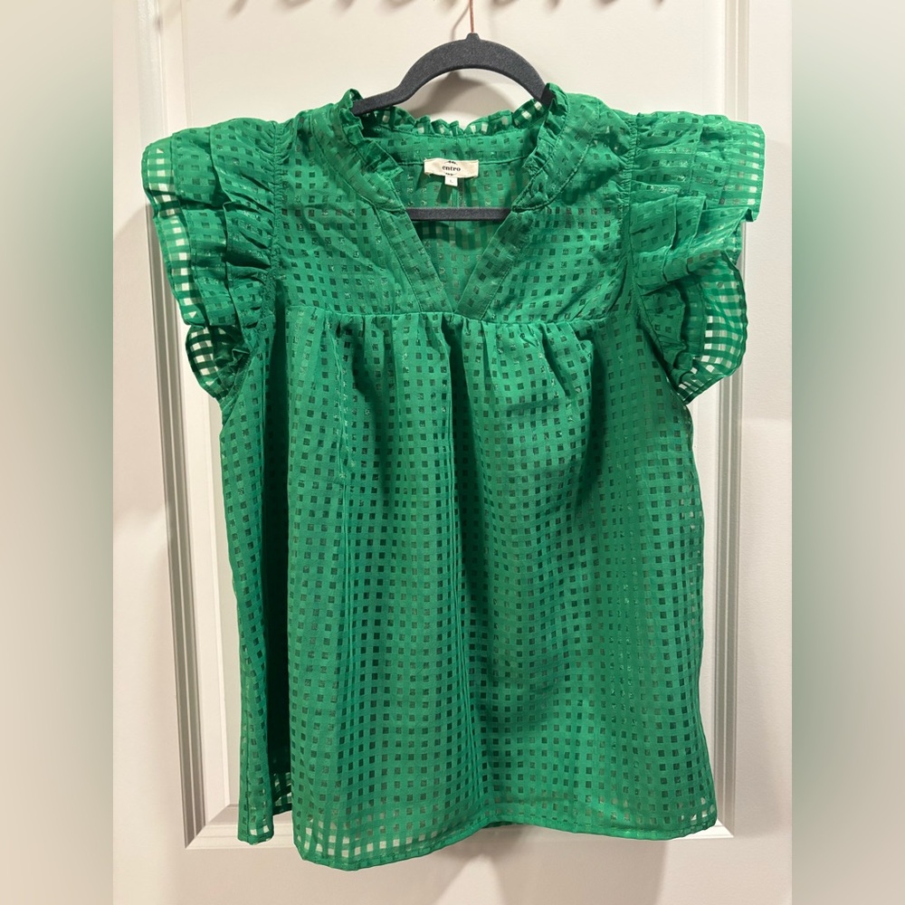 Entro Emerald Checkered Blouse - image 1